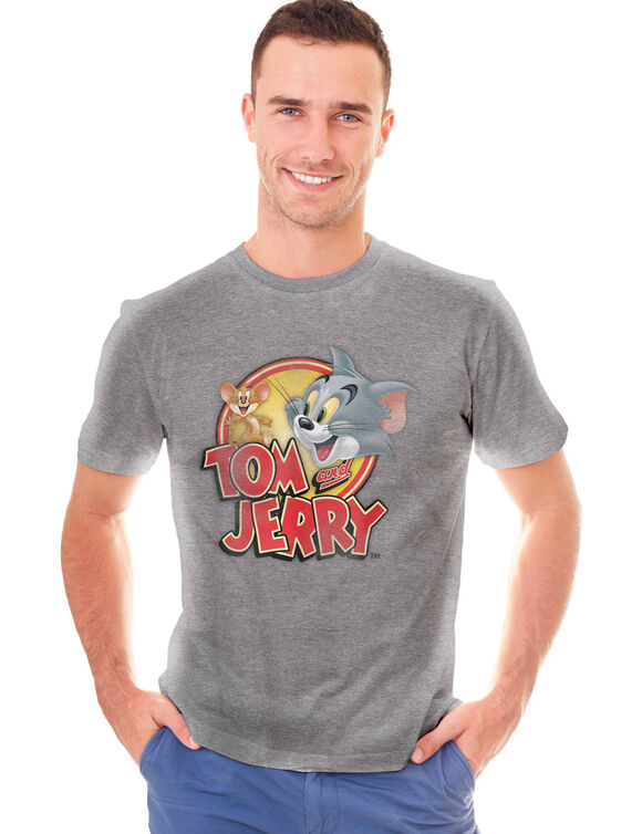 T-shirt Tom et Jerry en coton biologique(**) (gris chiné)