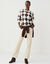Pull col rond, jacquard motif losanges (beige / chocolat)