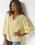 Blouse unie macramé, manches brodées (jaune)