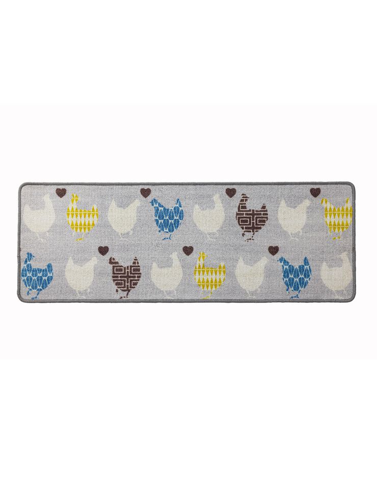 Tapis cuisine motif poules et coeurs (multicolore) Tapis cuisine motif poules et coeurs (multicolore)