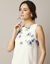 Robe courte sans manches, voile base (ivoire / bleu)