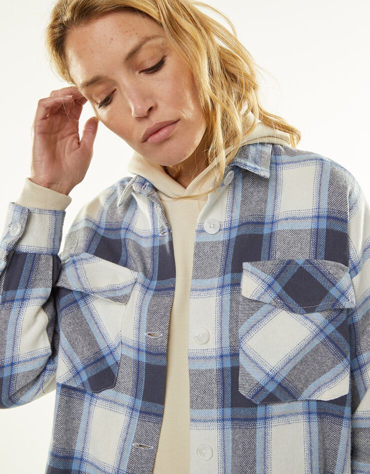 Veste surchemise à carreaux, flanelle gratté (indigo) Veste surchemise à carreaux, flanelle gratté (indigo)