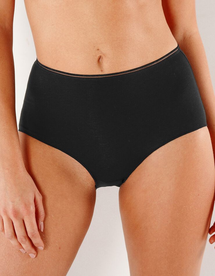 Culottes maxi coton coutures plates - lot de 4 (peau / noir) Culottes maxi coton coutures plates - lot de 4 (peau / noir)