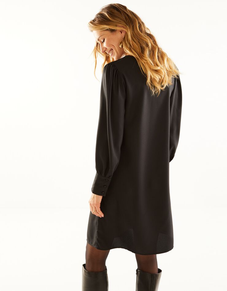 Robe forme housse crêpe uni (noir) Robe forme housse crêpe uni (noir)