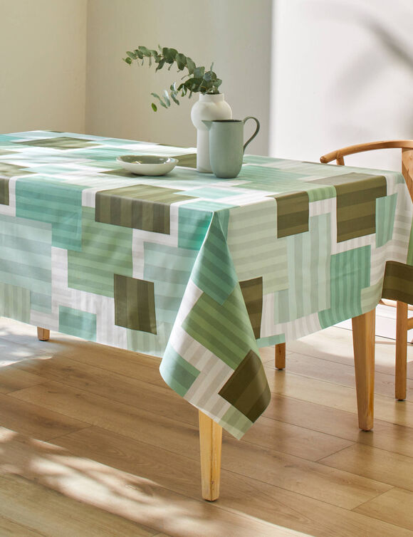 Nappe toile cirée imprimé carrés (vert)
