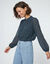 Blouse en voile &agrave; fente boutonn&eacute;e, manches blousantes (indigo)