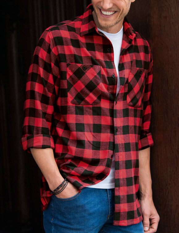Chemise carreaux &eacute;cossais flanelle (rouge / noir)