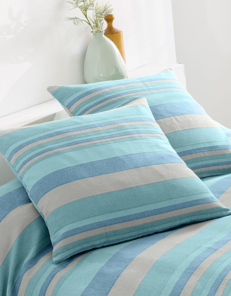 Plaid jeté multicolore coton tissage artisanal (céladon)