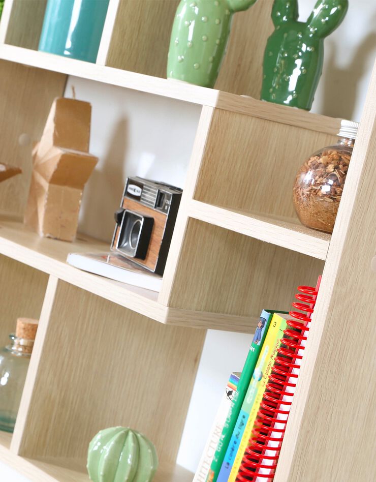 Etagère murale coloris chêne - 7 cases (naturel)