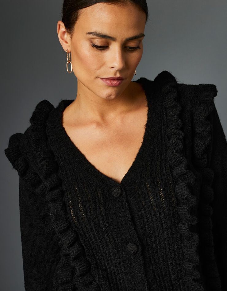 Gilet volanté maille ajourée (noir) Gilet volanté maille ajourée (noir)