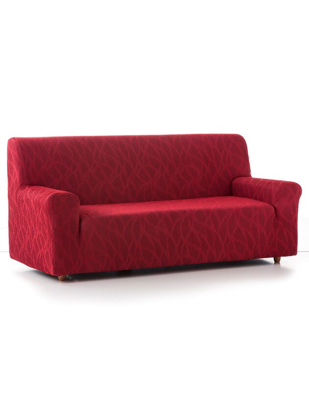 Housse extensible motif jacquard pour fauteuil et canapé (rouge)