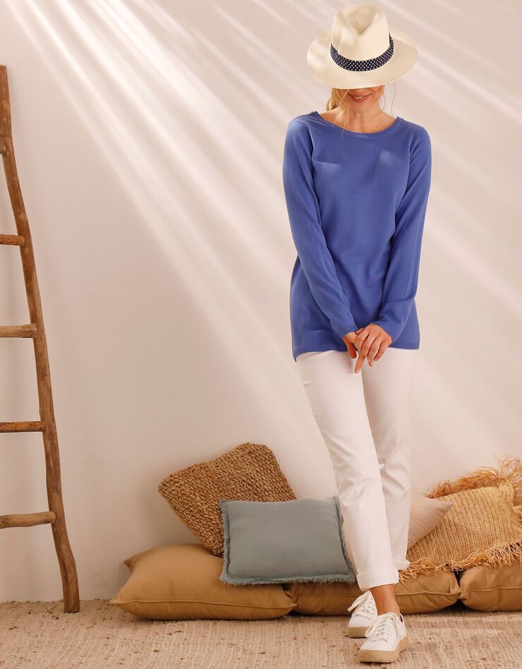 Pull uni laçage dos (bleu) Pull uni laçage dos (bleu)