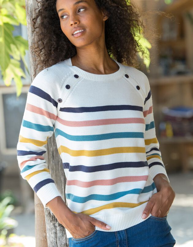 Pull marinière manches longues rayé (blanc / multicolore)