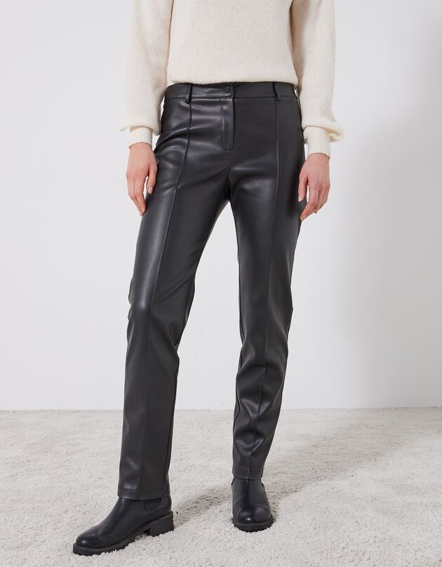 Pantalon fuselé, aspect cuir(1) (noir)