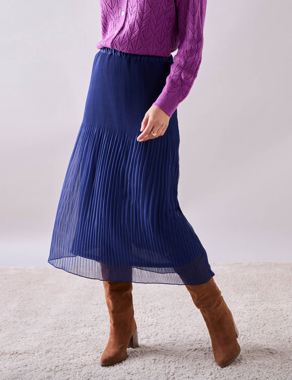 Jupe voile plissé, grande stature (bleu indigo)
