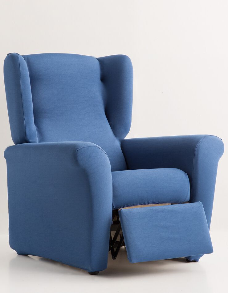 Housse unie fauteuil bi-extensible   (bleu paon)