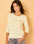 T-shirt marinière broderie coeur doré en coton biologique(**) (blanc / anis)