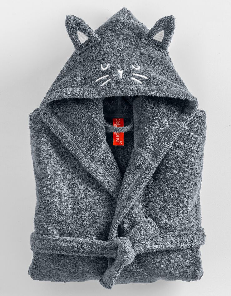 Peignoir de bain enfant chat à capuche (anthracite)