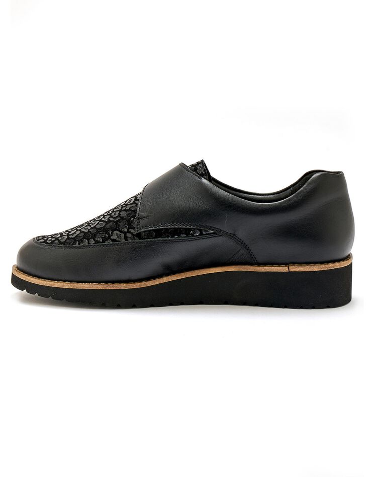 Derbies scratchées largeur confort tout cuir (noir) Derbies scratchées largeur confort tout cuir (noir)