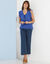 Chemisier boutonné uni, broderie anglaise (bleu dur)
