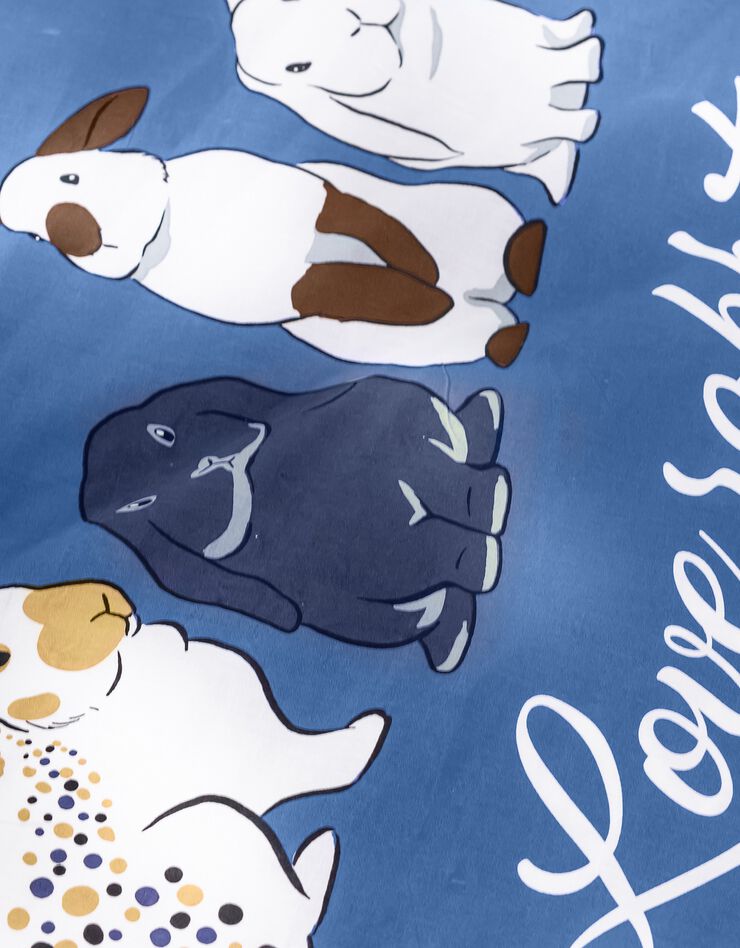 Linge de lit Rabbit en coton imprimé lapins (bleu)