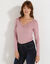 T-shirt chaleur manches longues en laine mélangée (rose grisé)