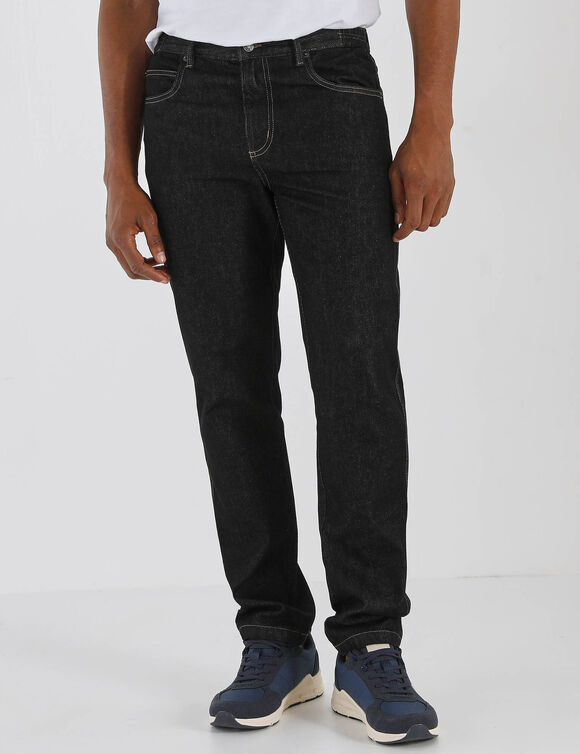 Jean droit ceinture &eacute;lastiqu&eacute;e c&ocirc;t&eacute;s - L28 (black)