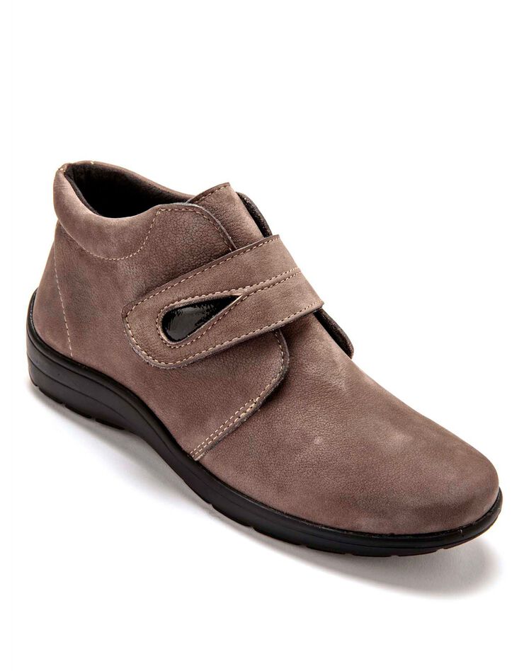 Derbies scratchées en cuir Grande largeur (taupe) Derbies scratchées en cuir Grande largeur (taupe)