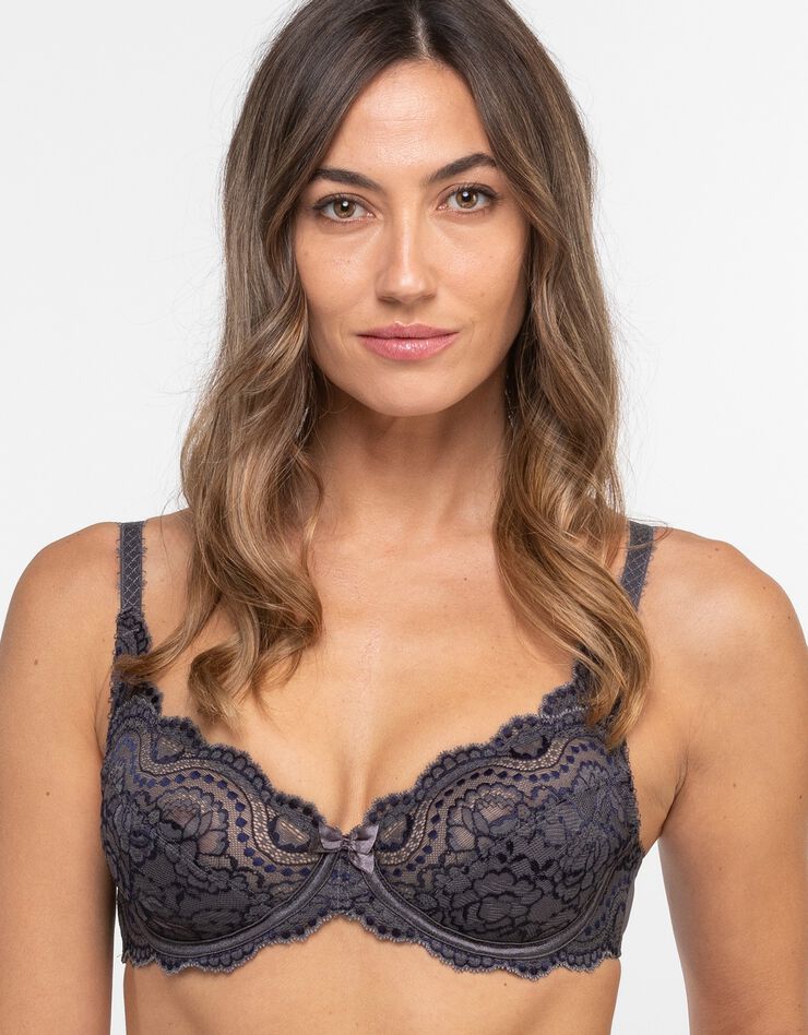 Soutien-gorge emboîtant dentelle "Flower élégance" - avec armatures (gris) Soutien-gorge emboîtant dentelle "Flower élégance" - avec armatures (gris)