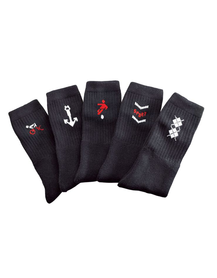 Mi-chaussettes motifs sport - lot de 10 paires (noir)