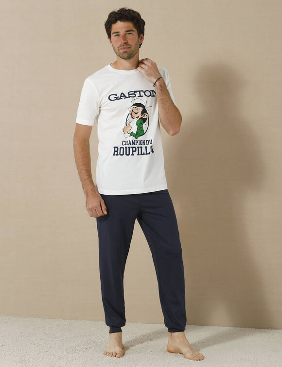 Pyjama col rond Gaston Lagaffe® (écru / marine)