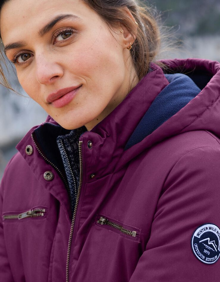 Parka déperlante doublée maille polaire (prune) Parka déperlante doublée maille polaire (prune)
