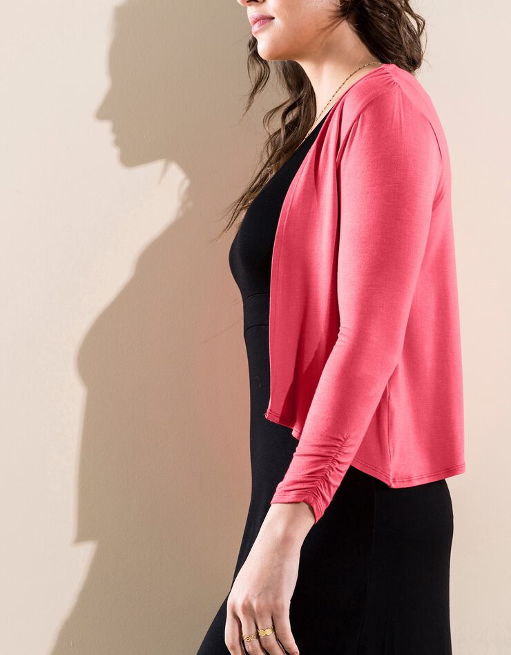 Boléro maille fluide manches 3/4 (corail)