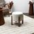 Tabouret cylindrique, pieds en  bois (blanc)