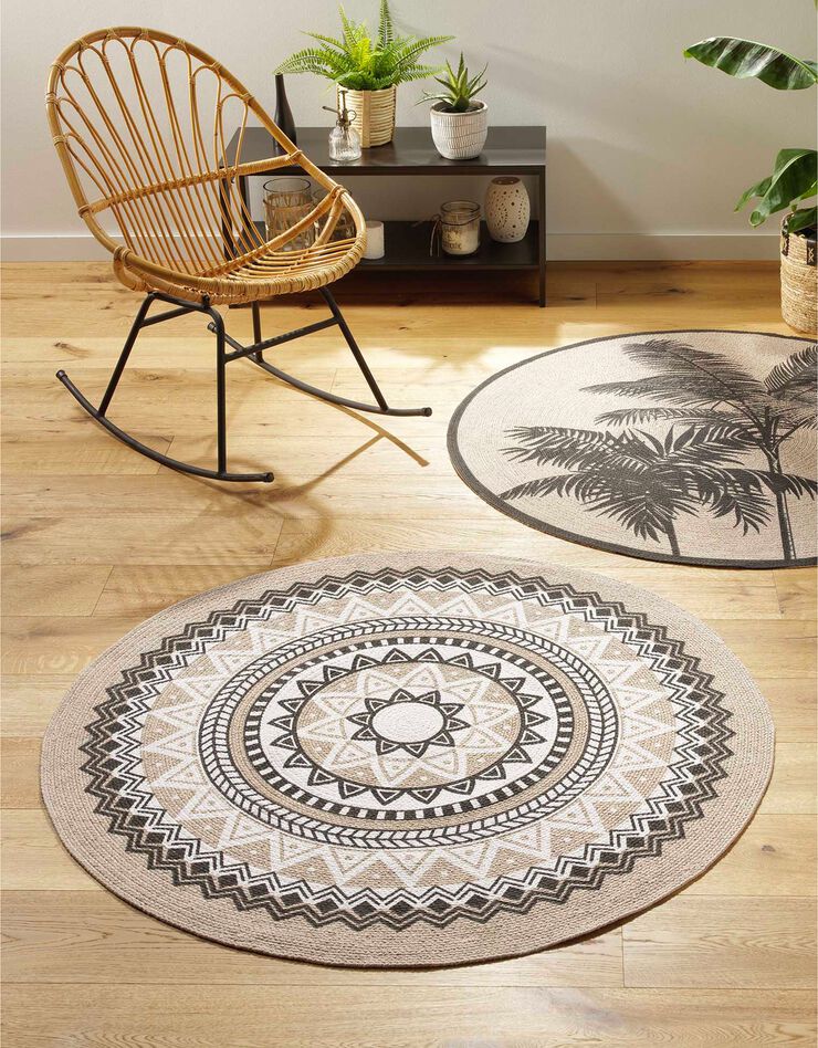 Tapis rond imprimé ethnique (imprimé)