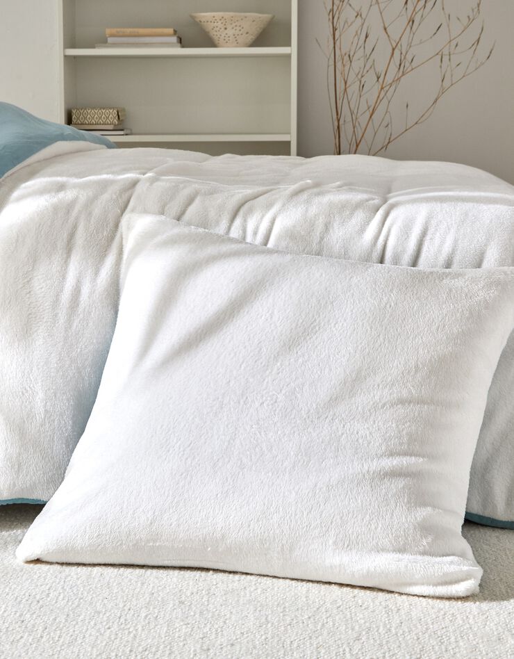 Linge de lit réversible jersey polaire toucher peluche (bleu)