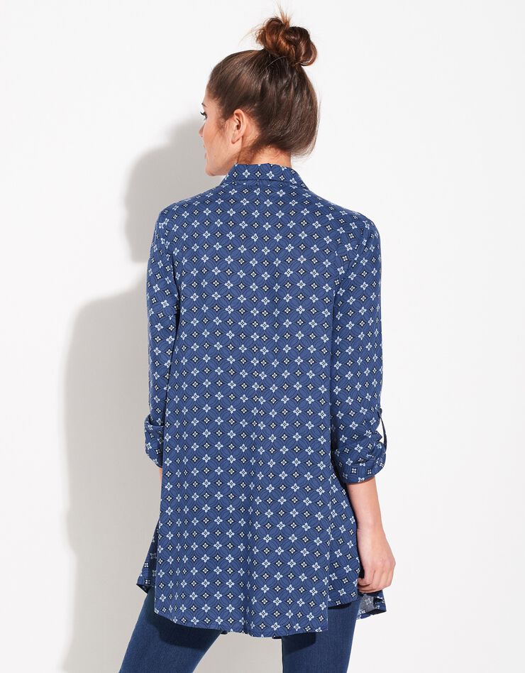 Tunique femme fluide imprimé graphique (bleu jean) Tunique femme fluide imprimé graphique (bleu jean)