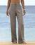 Pantalon large droit, crépon fluide (taupe)