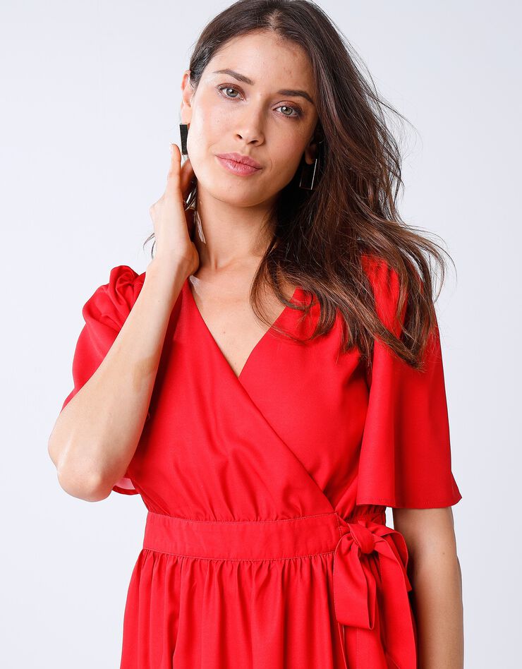 Robe cache-coeur unie portefeuille (rouge)