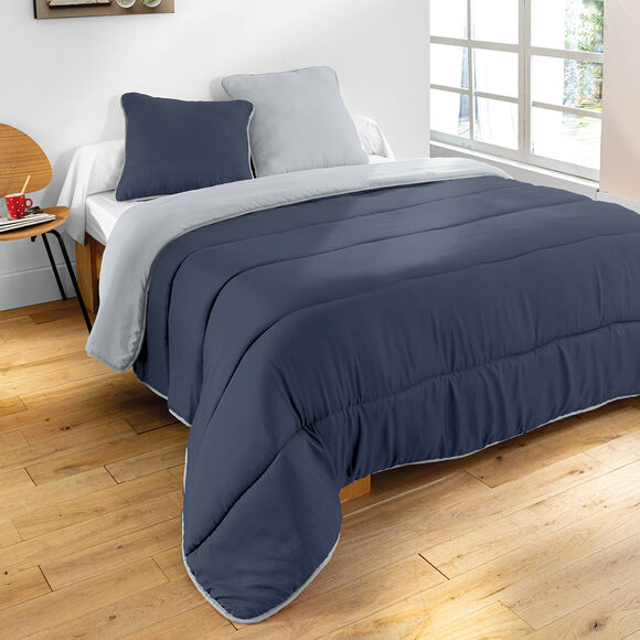 Couette bicolore microfibre 500 g/m² (gris / anthracite)