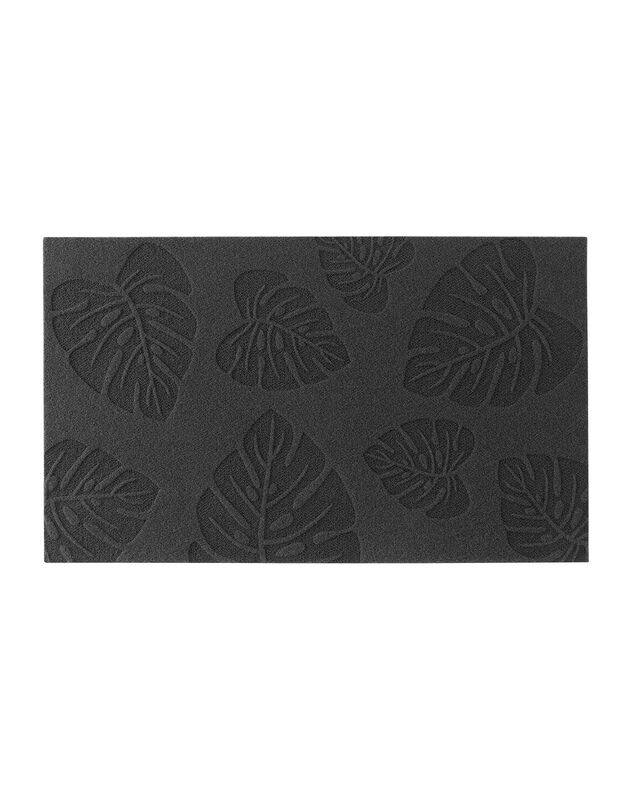 Tapis anti-poussière motif feuillage reliefé (noir)