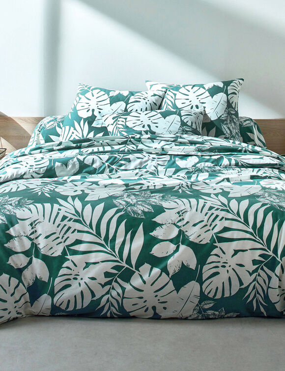 Linge de lit Paddy imprimé feuillage, coton (eucalyptus)