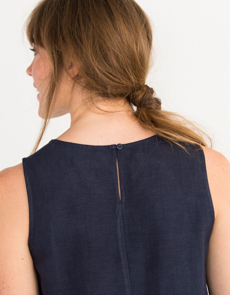 Top sans manches viscose-lin (indigo)