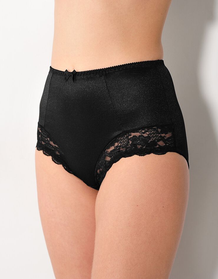 Gainette maille satinée et dentelle Avila - lot de 2 (blanc + noir)