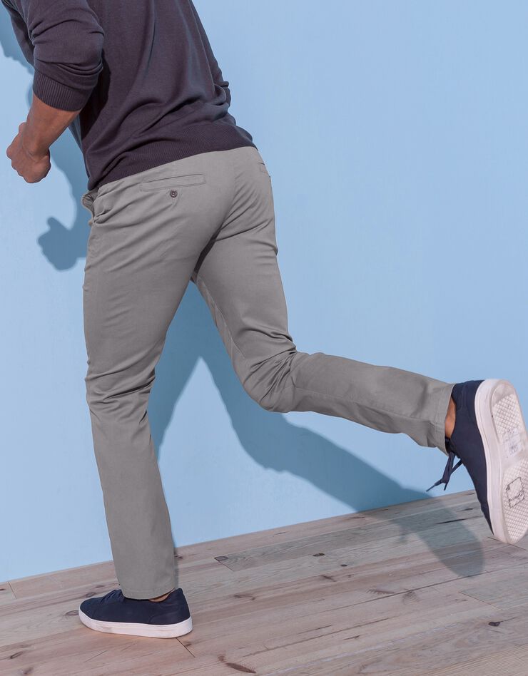 Pantalon chino uni sergé stretch grand confort (gris)