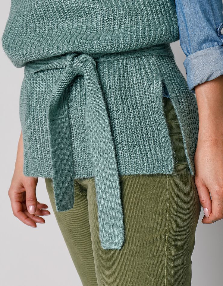 Pull tunique sans manches, maille anglaise toucher mohair (kaki) Pull tunique sans manches, maille anglaise toucher mohair (kaki)