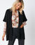 Gilet long ouvert manches courtes toucher doux  (noir)