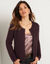 Gilet paletot, maille perlée fantaisie (marron glacé)