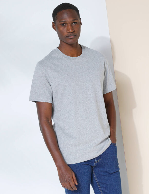T-shirt col rond manches courtes (azur chiné)