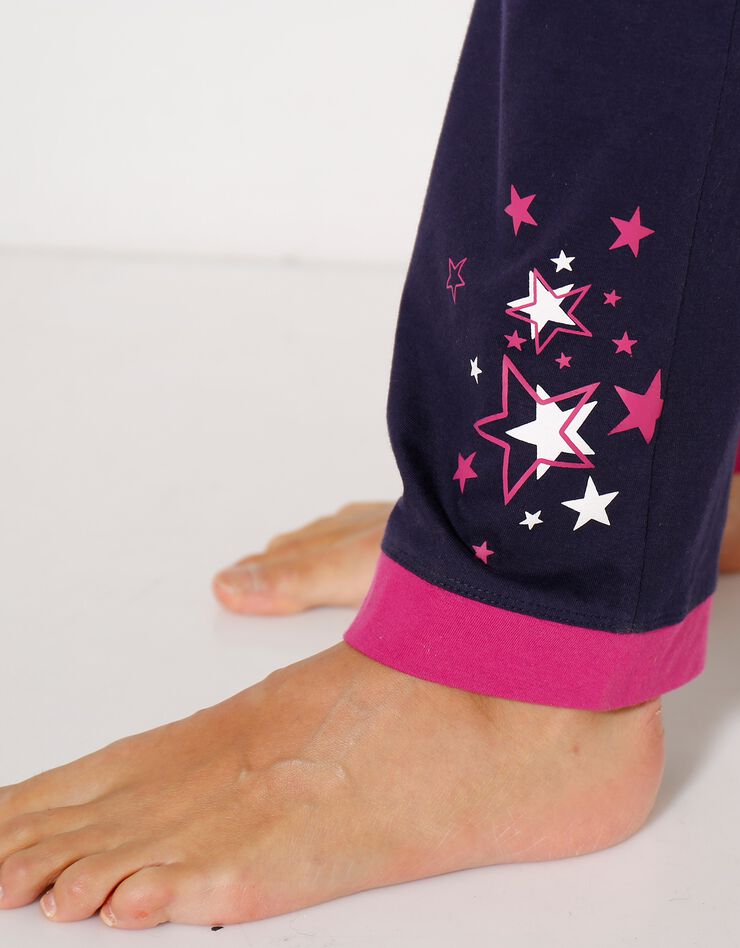 Pantalon uni + étoiles - jersey coton (marine)